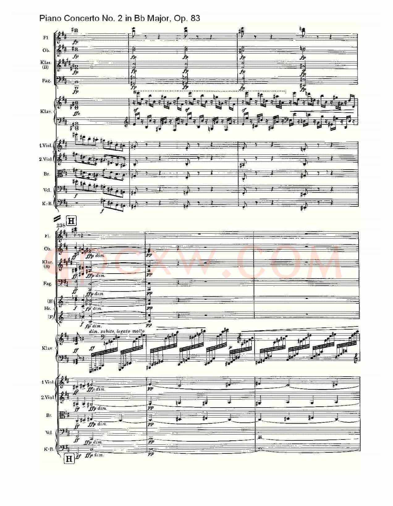 Bb大调钢琴第二协奏曲, Op.83第一乐章(一)