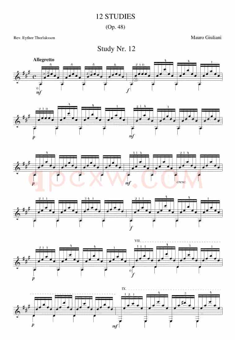 Mauro Giuliani《12 Studies,Op.48》（STUDY 12）