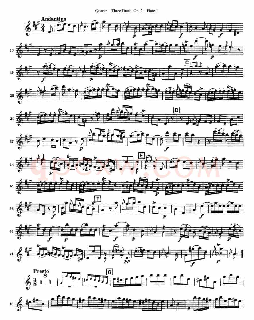 匡茨G大调长笛二重奏Op.2——Flute 1（No.2）