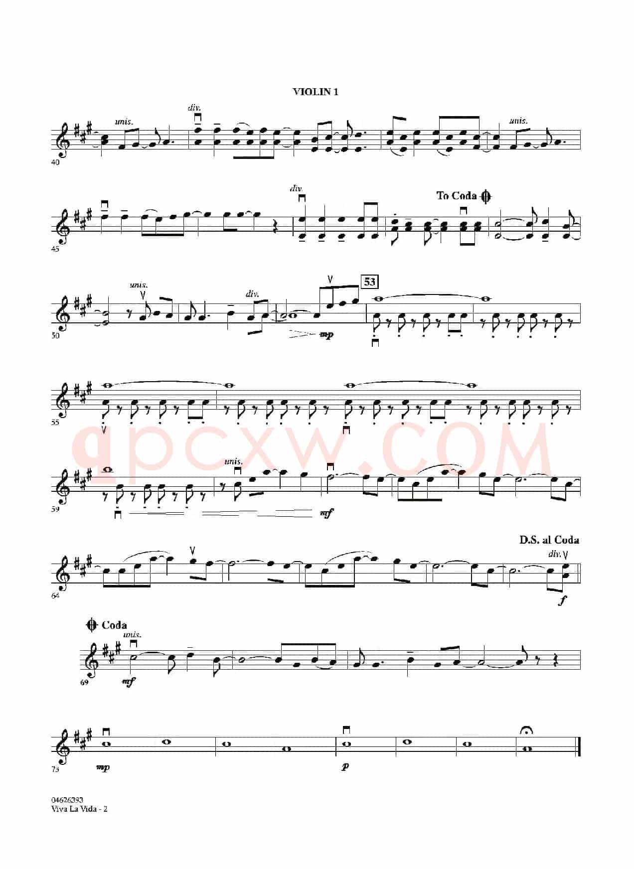 VIVA LA VIDA(第一小提琴分谱)
