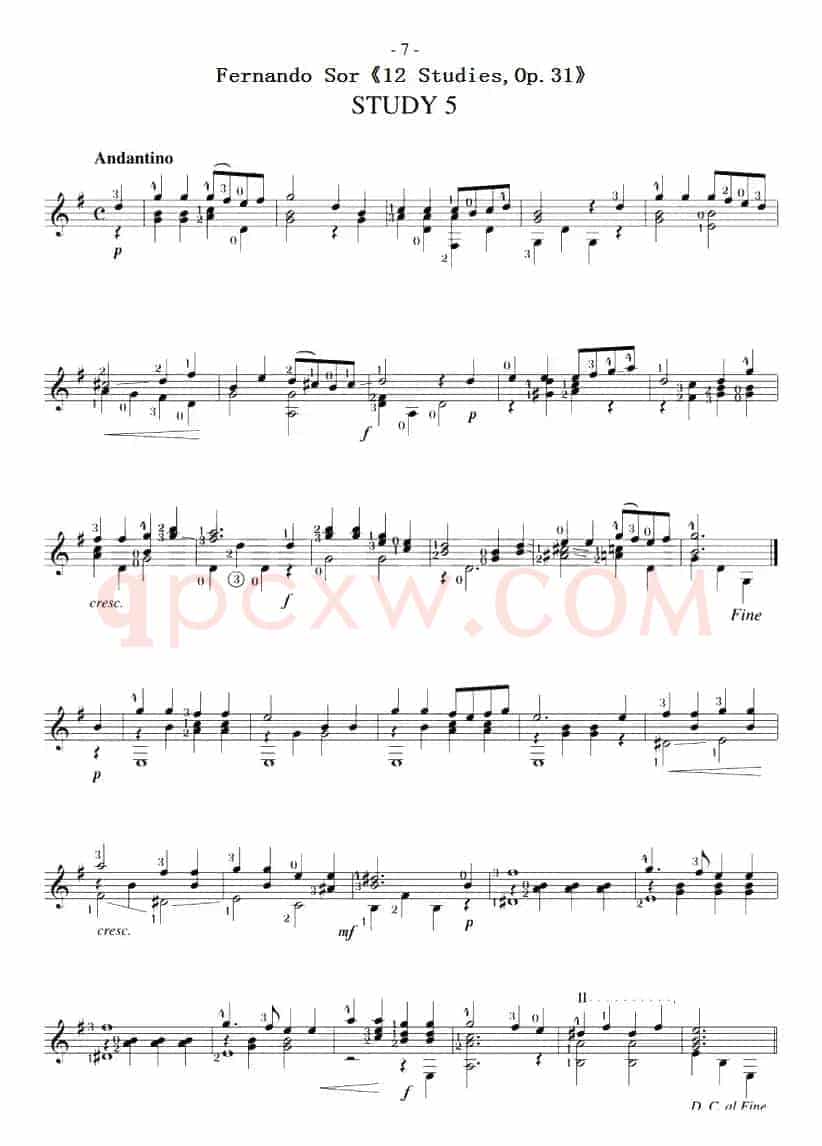 Fernando Sor《12 Studies,Op.31》（STUDY 5）