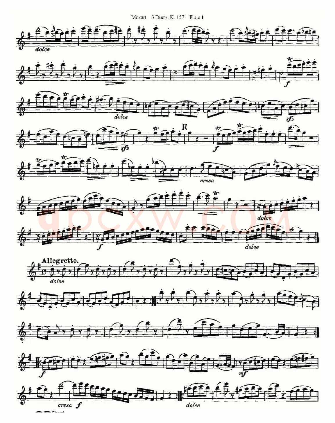 3 Duets K.157 之第一长笛（二重奏三首 K157号）