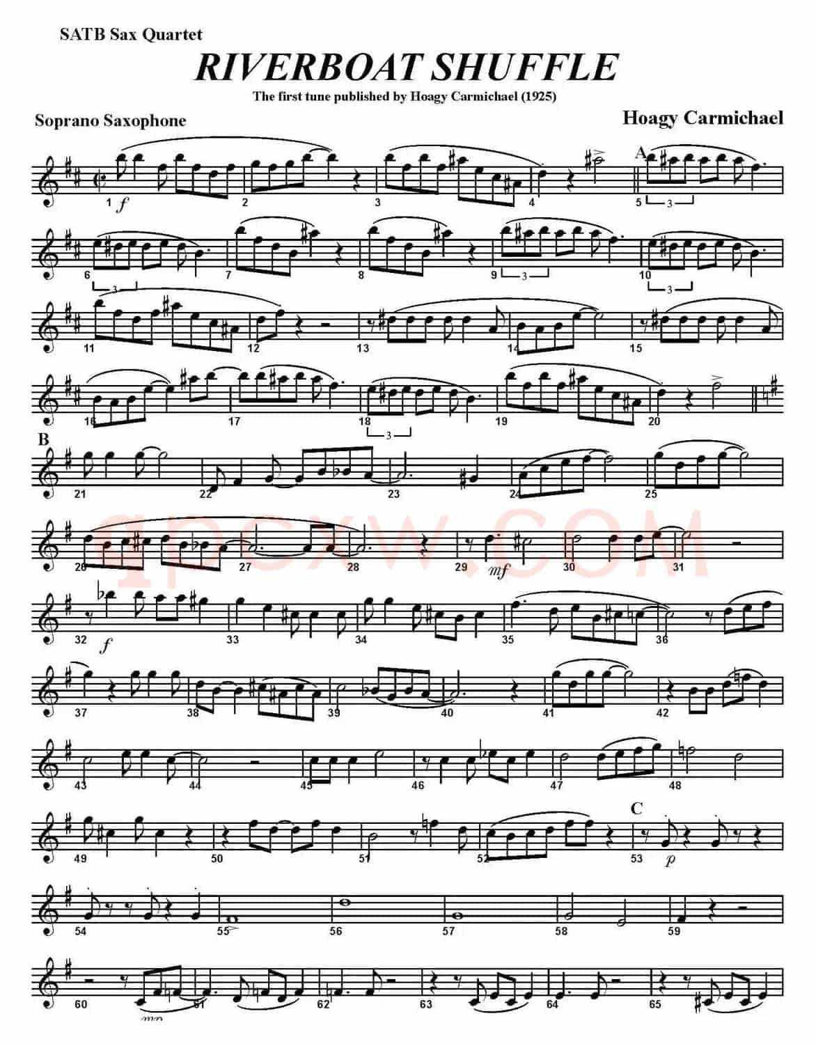 RIVERBOAT SHUFFLE（四重奏·高音萨克斯分谱）