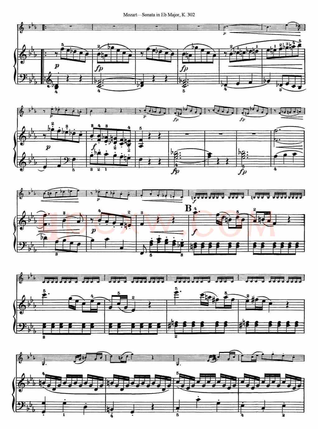 Violin Sonata in Eb Major K.302（小提琴+钢琴伴奏）