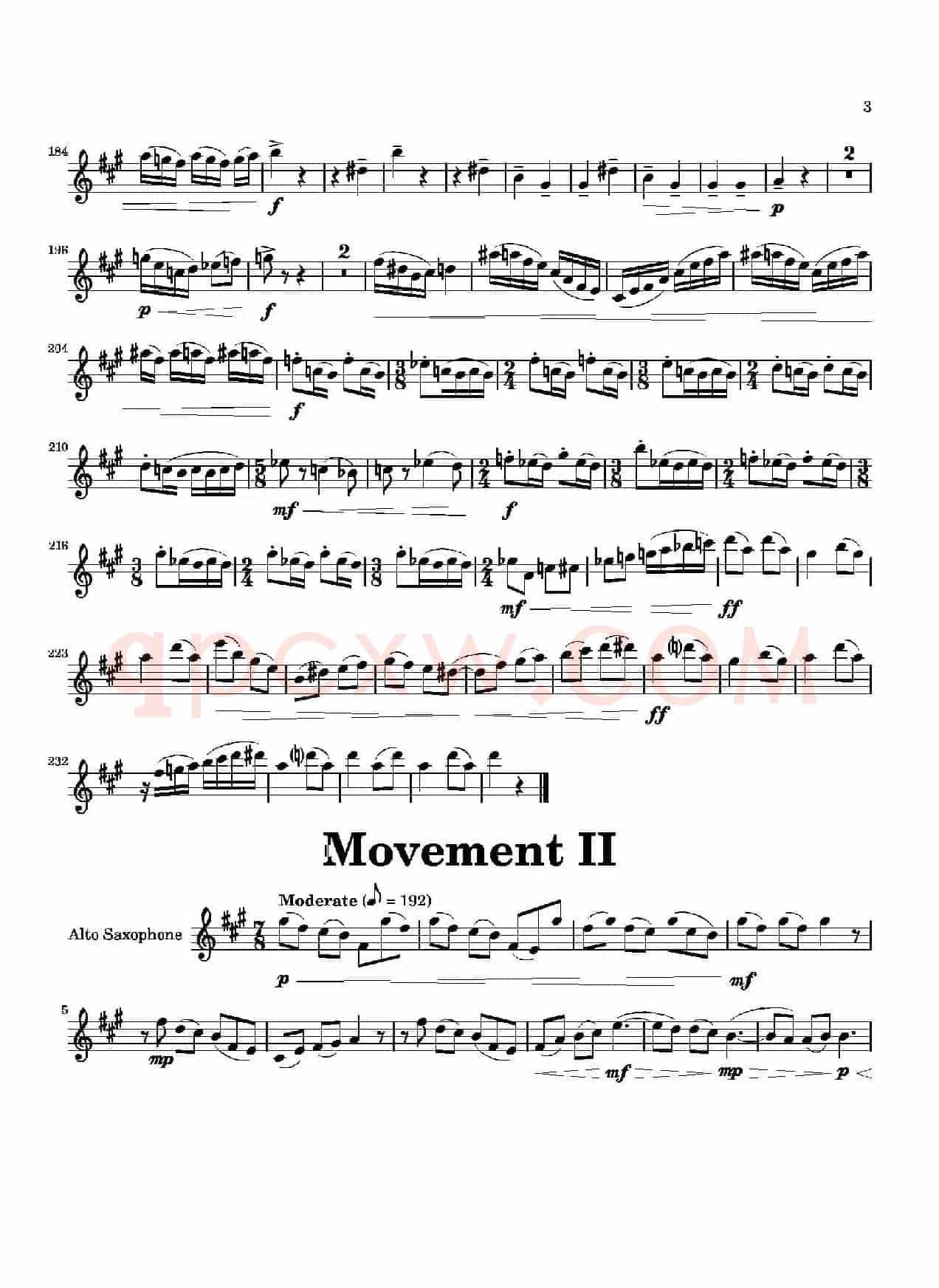 Movement（四重奏中音萨克斯分谱）