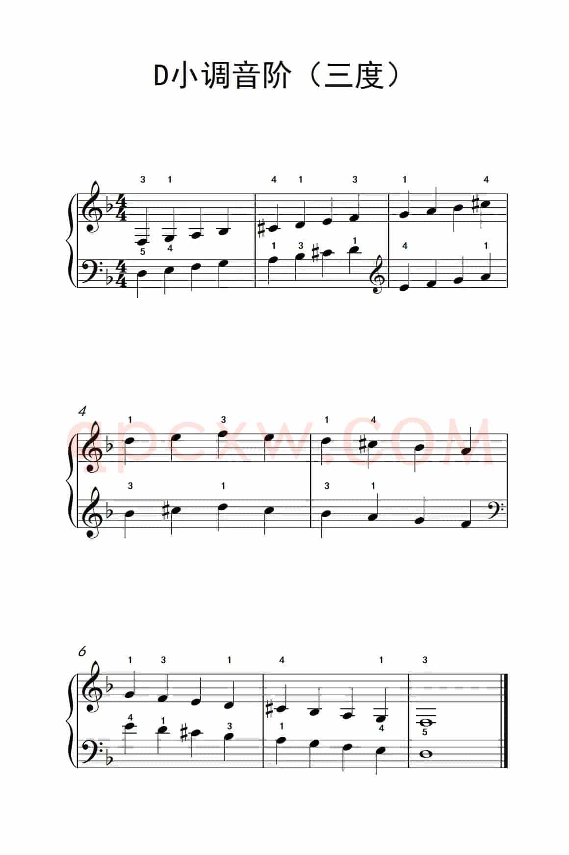 D小调音阶（三度）（儿童钢琴练习曲）