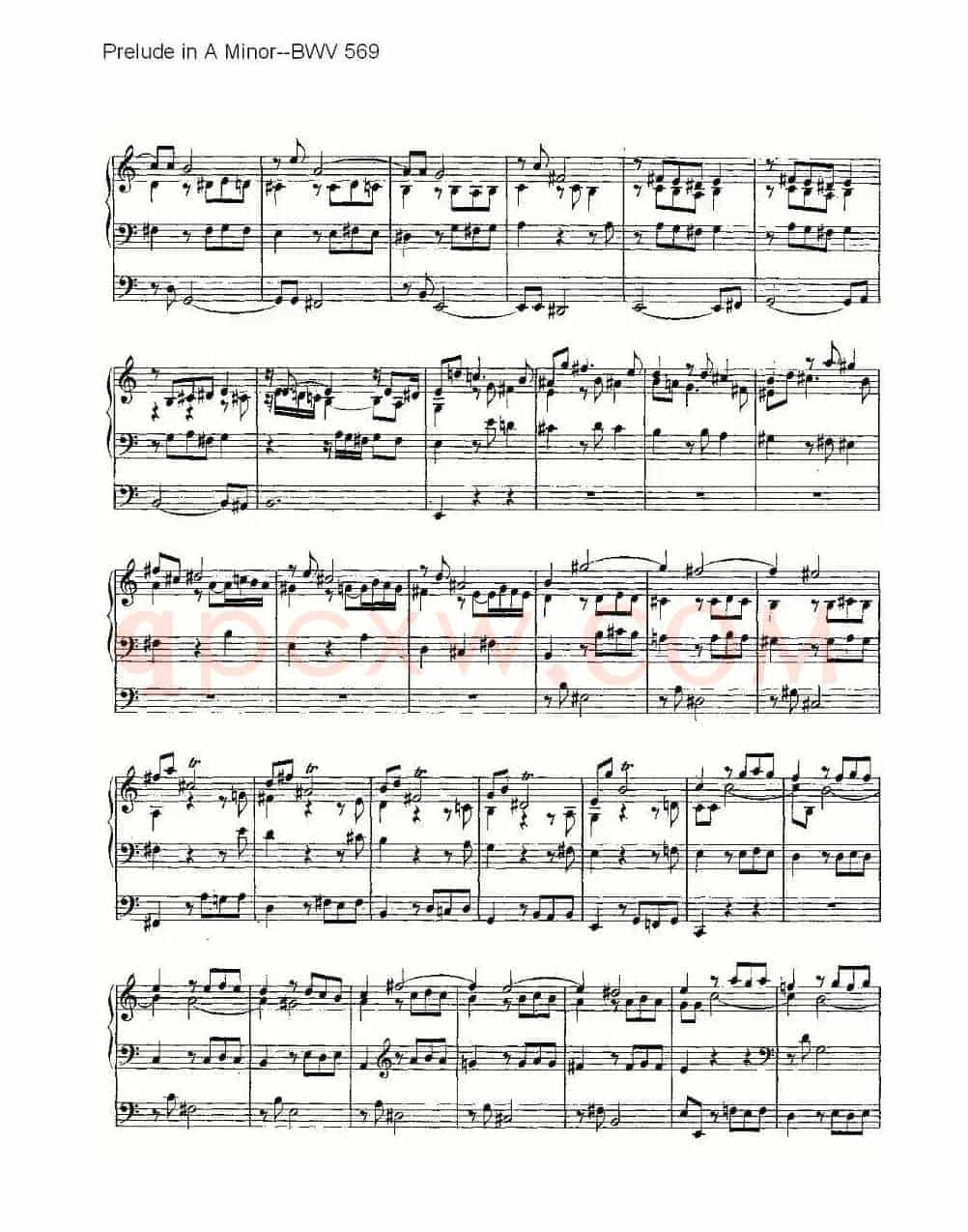 Prelude in A Minor--BWV 569 (管风琴谱)