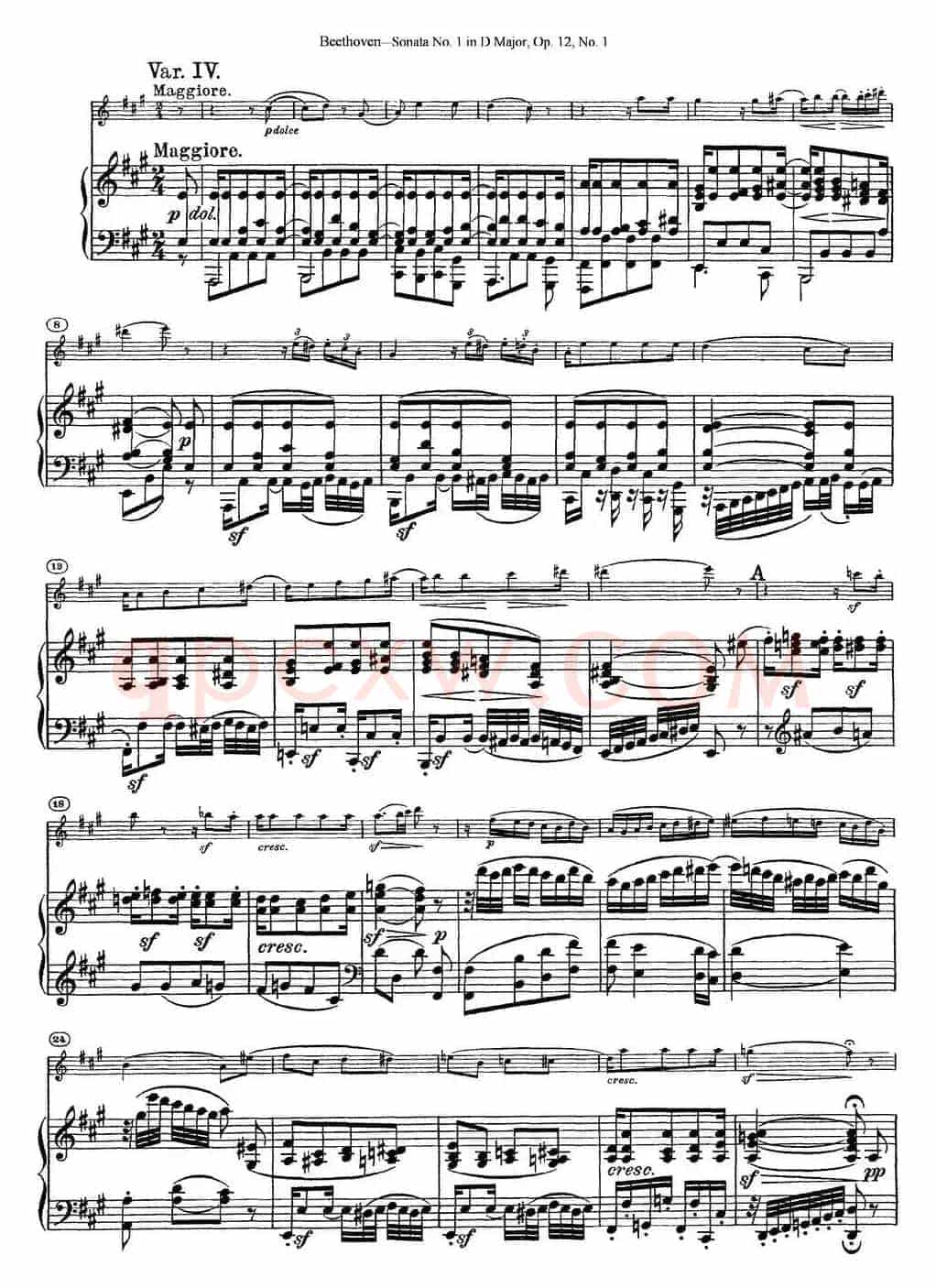 Violin Sonata No.1 in D Major Op.12 No.1（小提琴+钢琴伴奏）