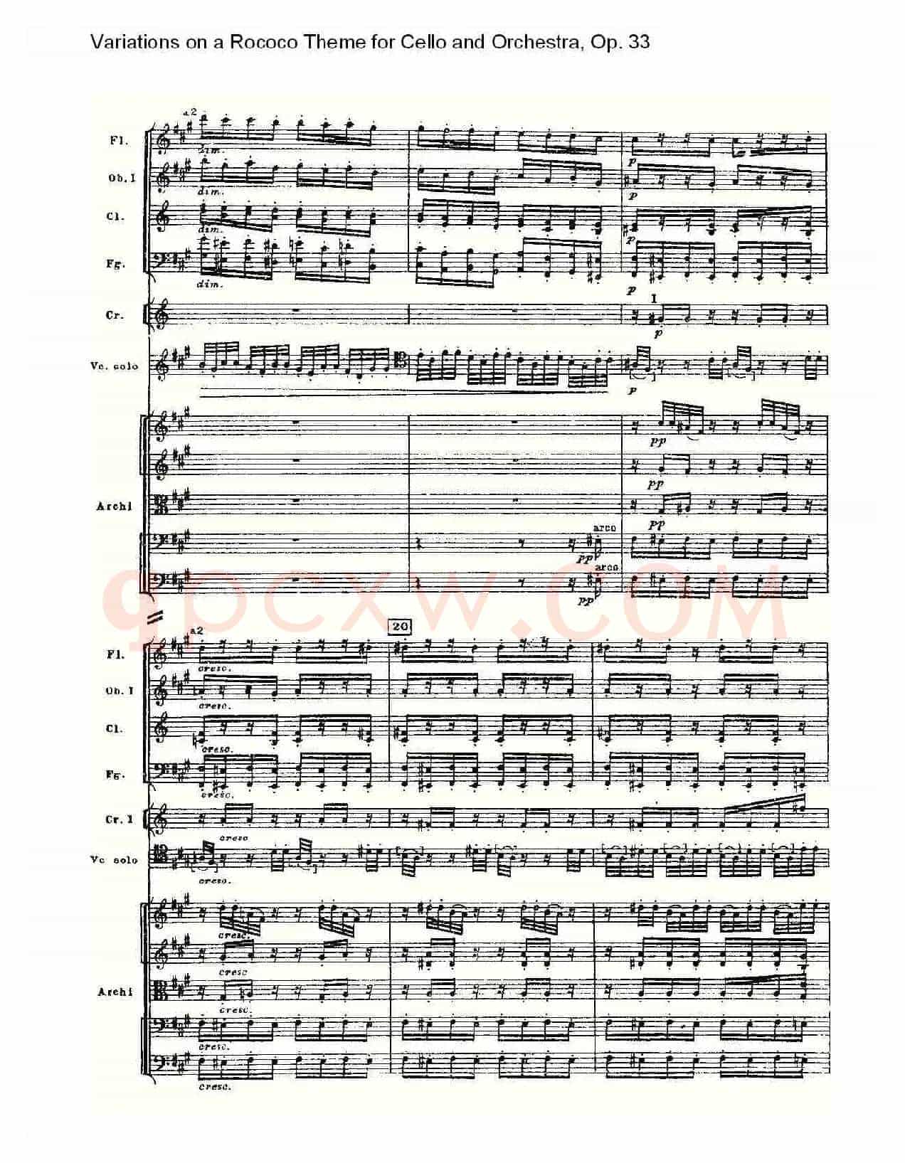 大提琴与管弦乐洛可可主题a小调变奏曲, Op.33(一)