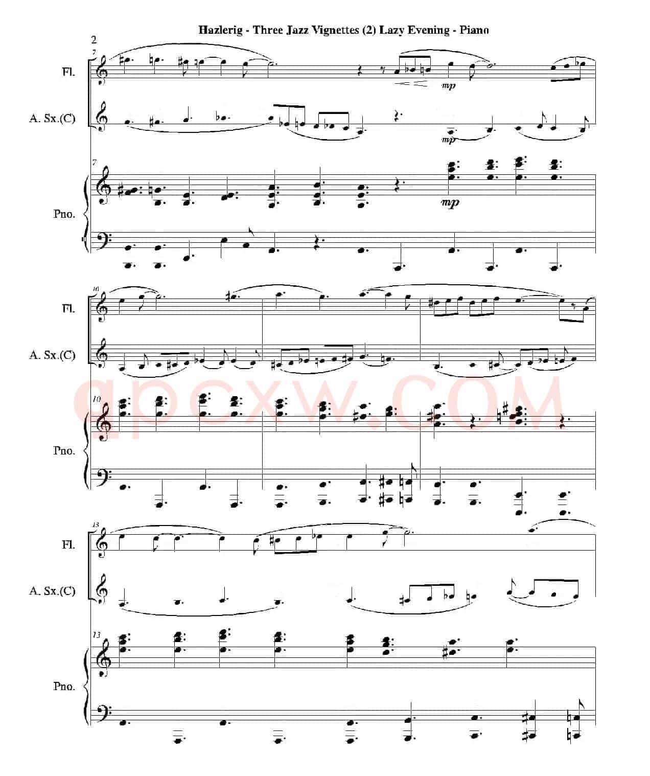 Three jazz vignettes（第二乐章）（三重奏钢琴分谱）