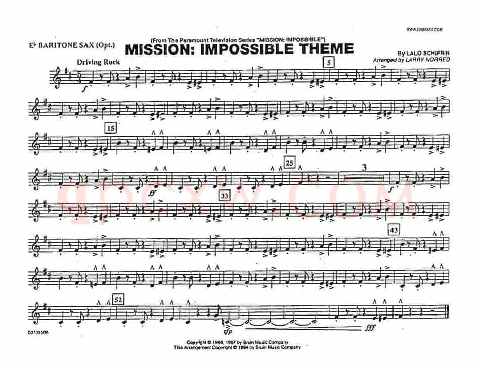 MISSION:IMPOSSIBLE THEME（分谱：上低音萨克斯）
