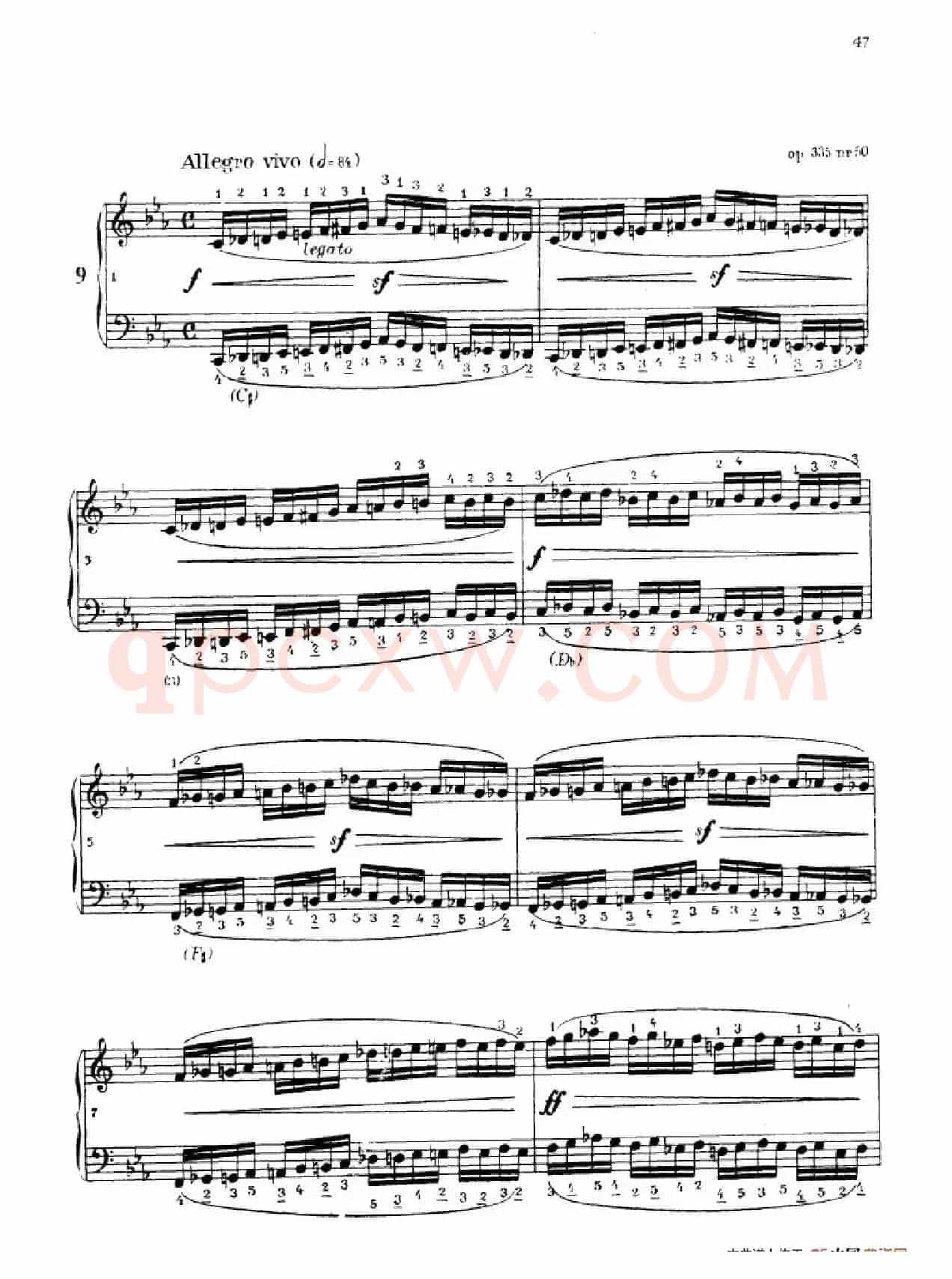 《车尔尼手风琴练习曲集》第Ⅳ册（第9首）