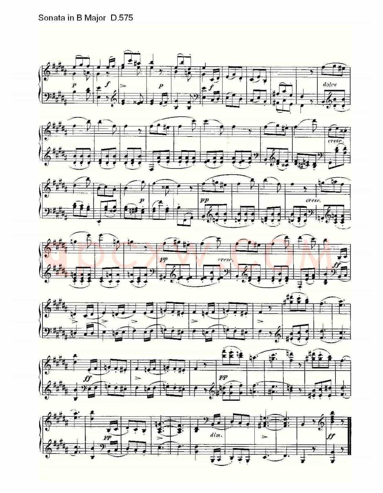 Sonata in B Major D.575（B大调奏鸣曲 D.575）