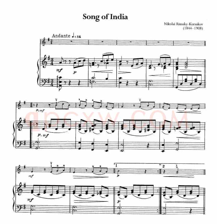Song of India（小提琴+钢琴）