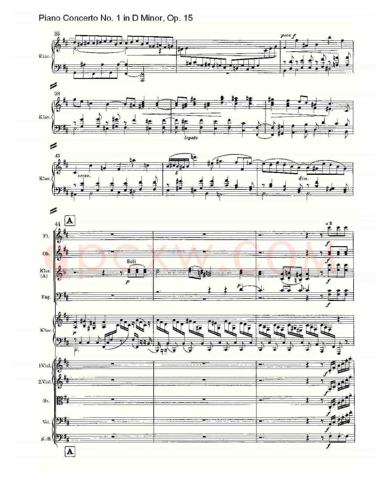 D小调钢琴第一协奏曲, Op.15第二乐章