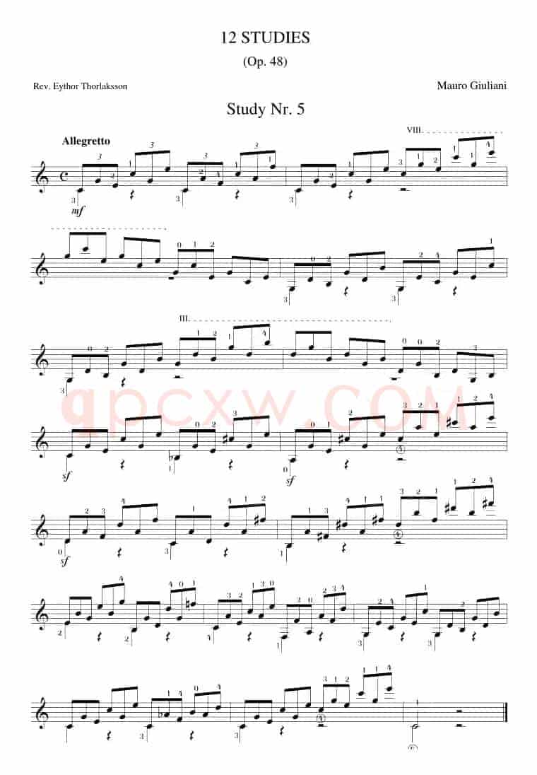 Mauro Giuliani《12 Studies,Op.48》（STUDY 5）