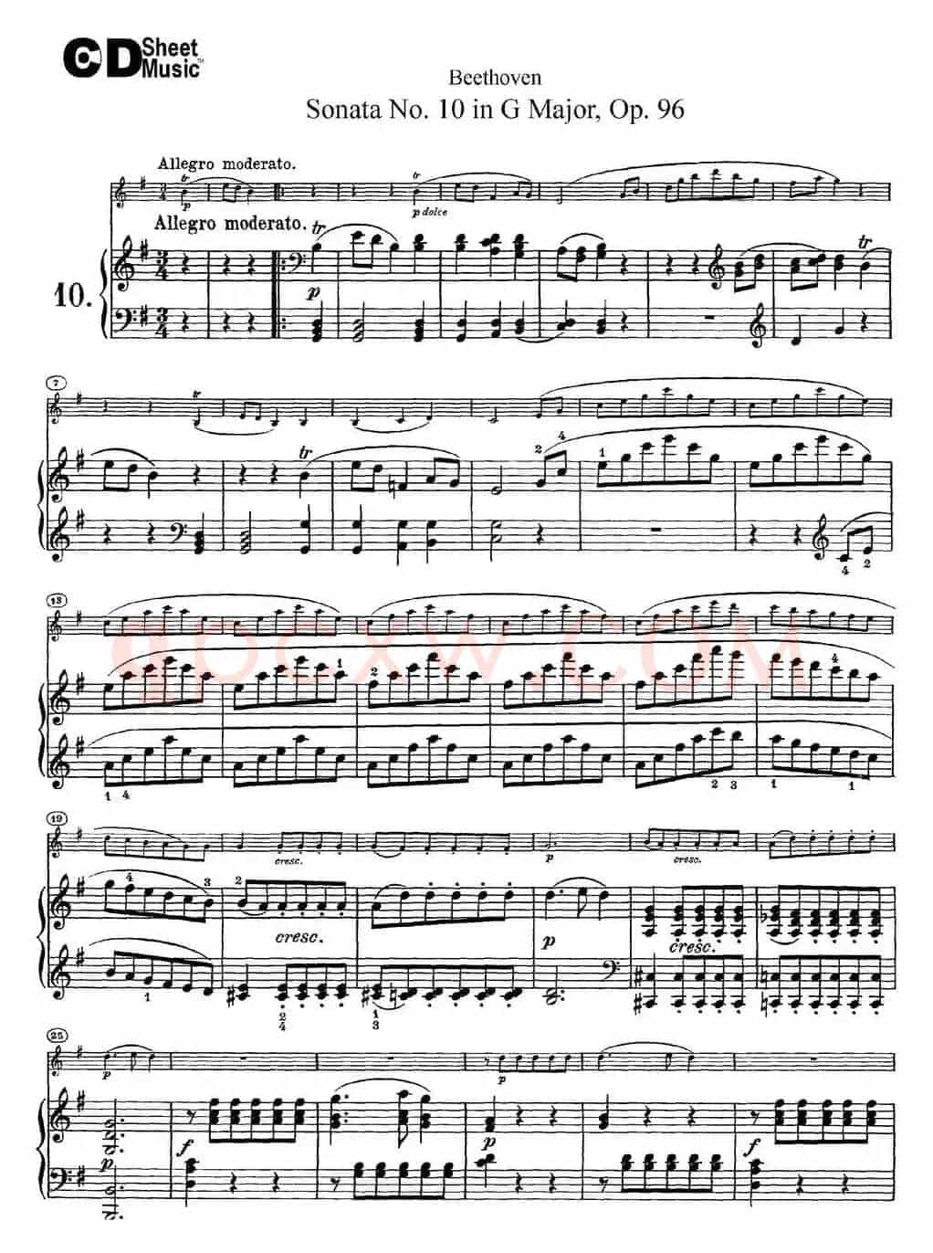 Violin Sonata No.10 in G Major Op.96（小提琴+钢琴伴奏）