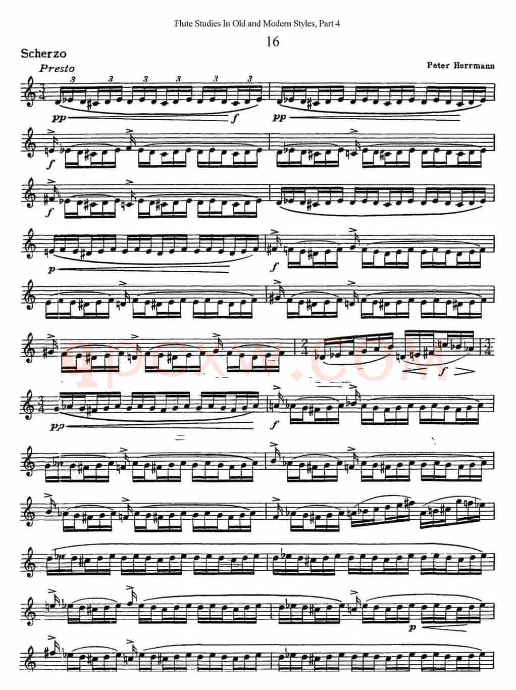 斯勒新老风格长笛练习重奏曲（第四部分）（NO.16）