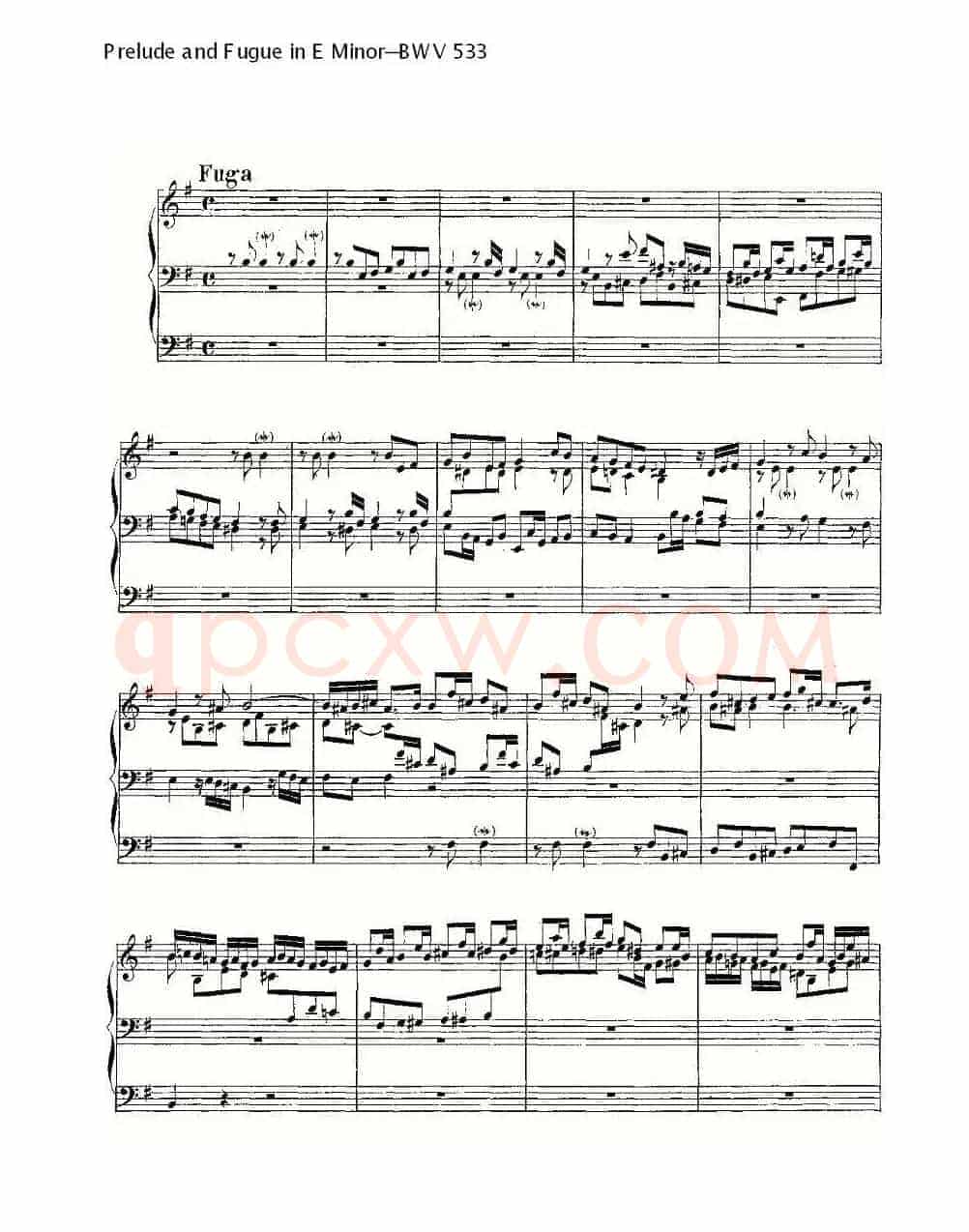 Prelude and Fugue in E Minor--BWV 533 （管风琴谱）