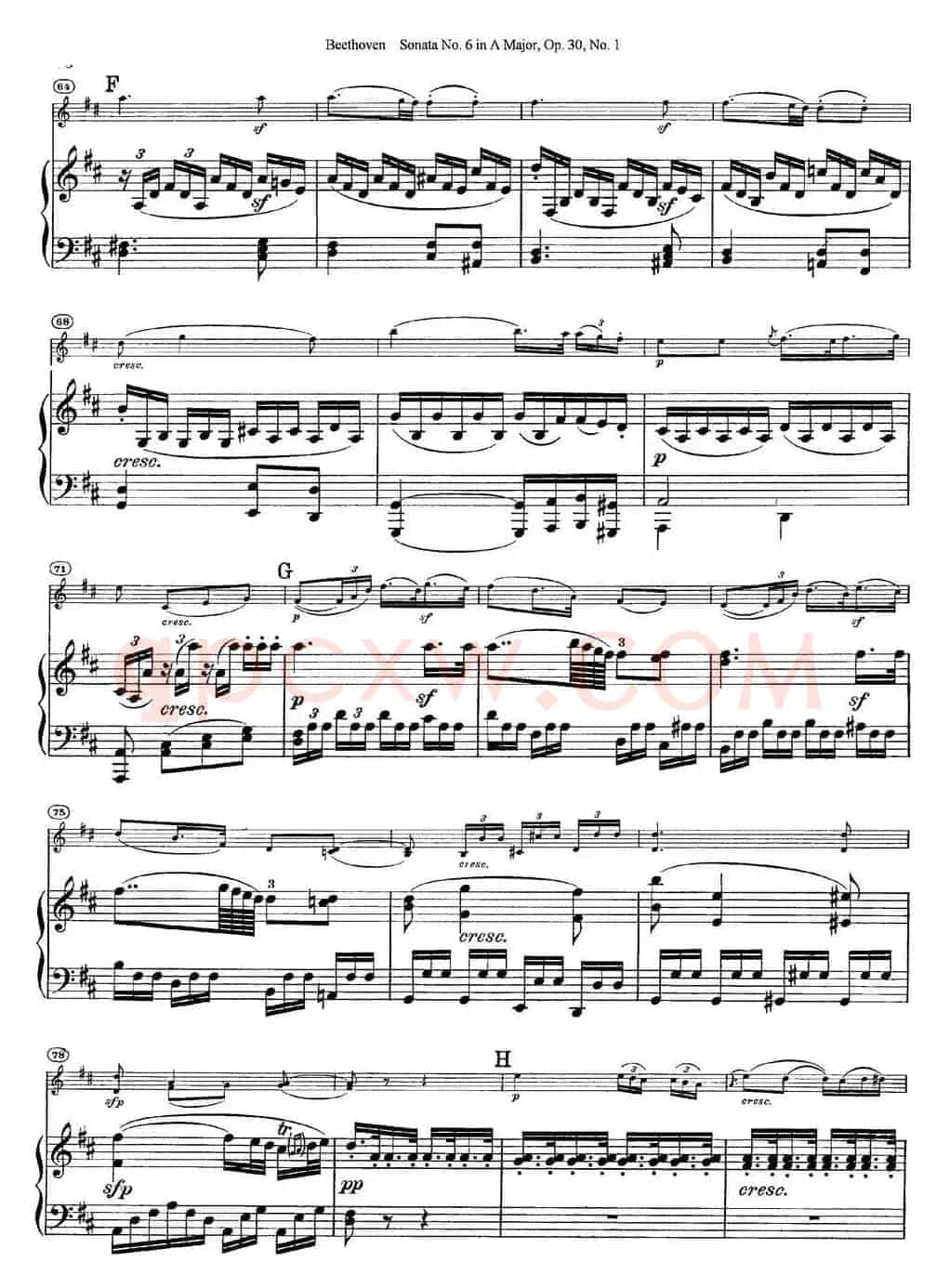 Violin Sonata No.6 in A Major Op.30 No.1（小提琴+钢琴伴奏）