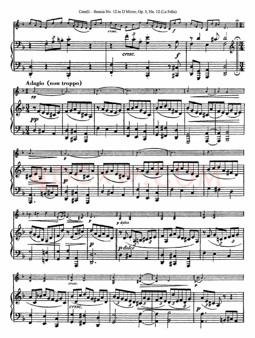 Sonata No.12 in D Minor Op.5 No.12（小提琴+钢琴伴奏）