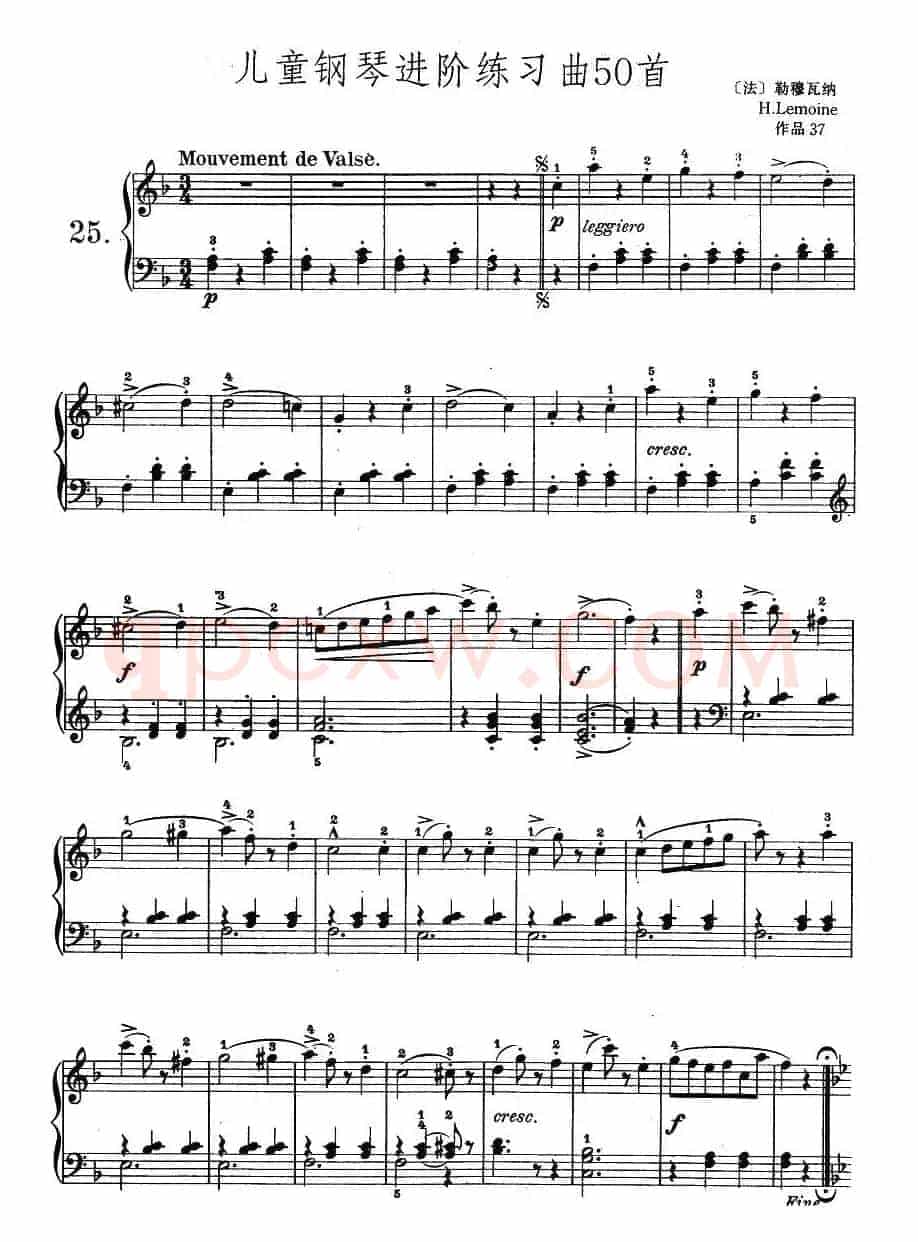 儿童钢琴进阶练习曲50首之25