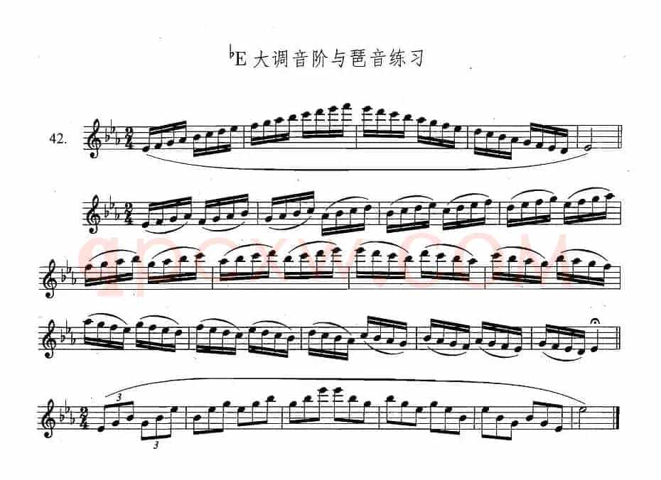 萨克斯练习曲合集（3—42）降E大调音阶与琶音练习