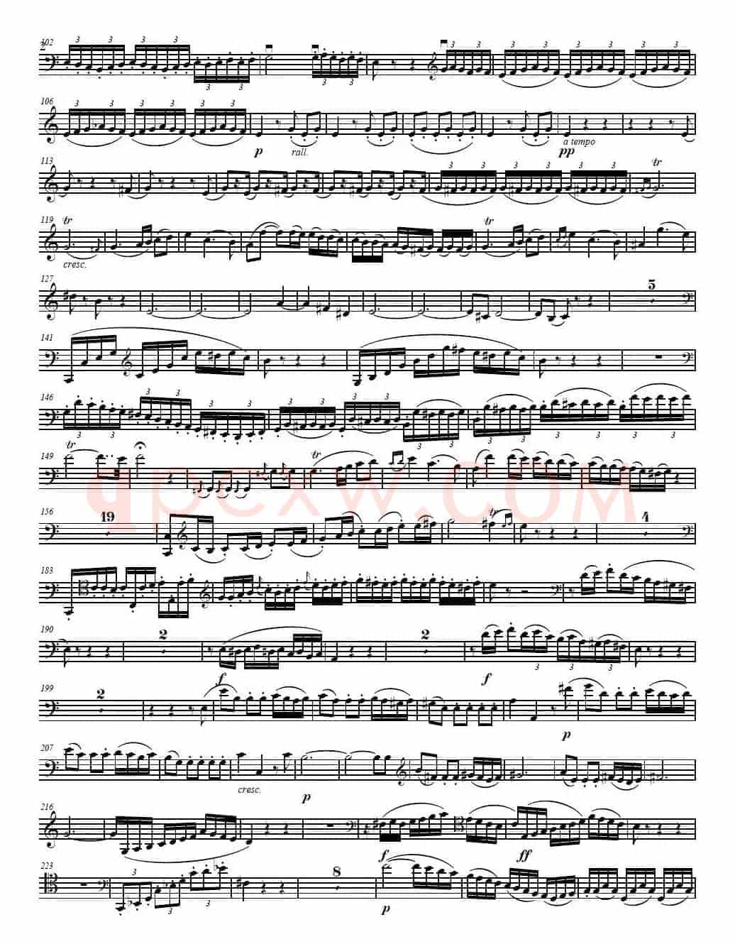 贝多芬 C大调三重协奏曲 第三乐章 作品56（大提琴分谱）