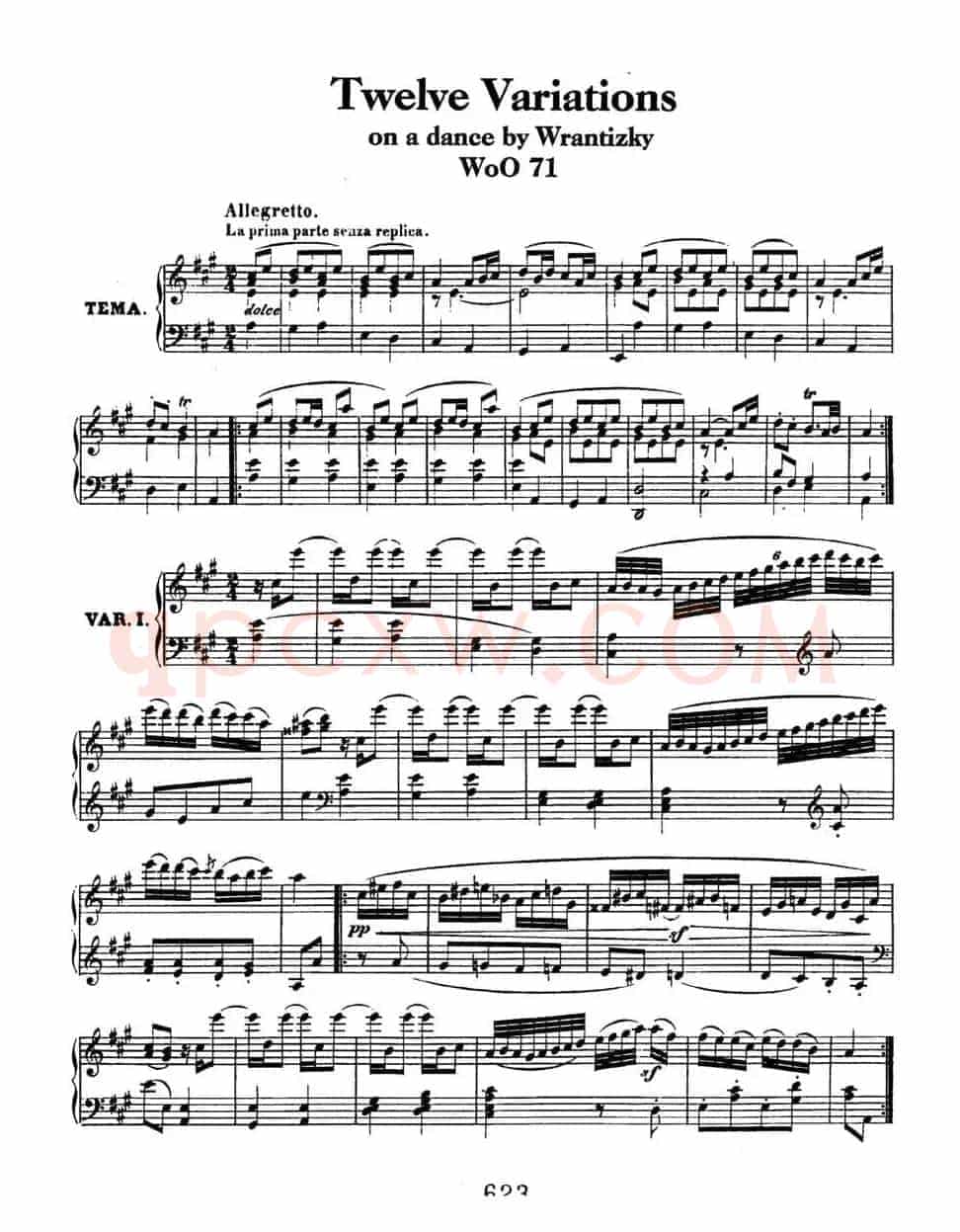12 Variations on a Dance by Wrantizky WoO 71（伍拉尼茨基舞曲主题变奏曲）