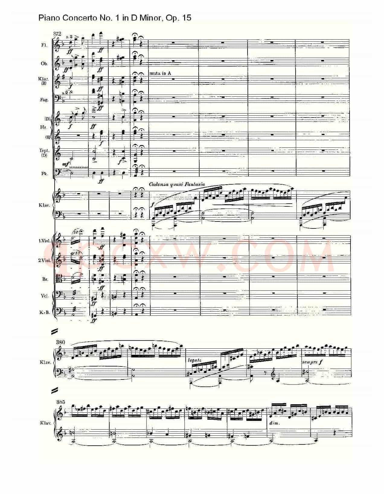 D小调钢琴第一协奏曲, Op.15第三乐章(一)