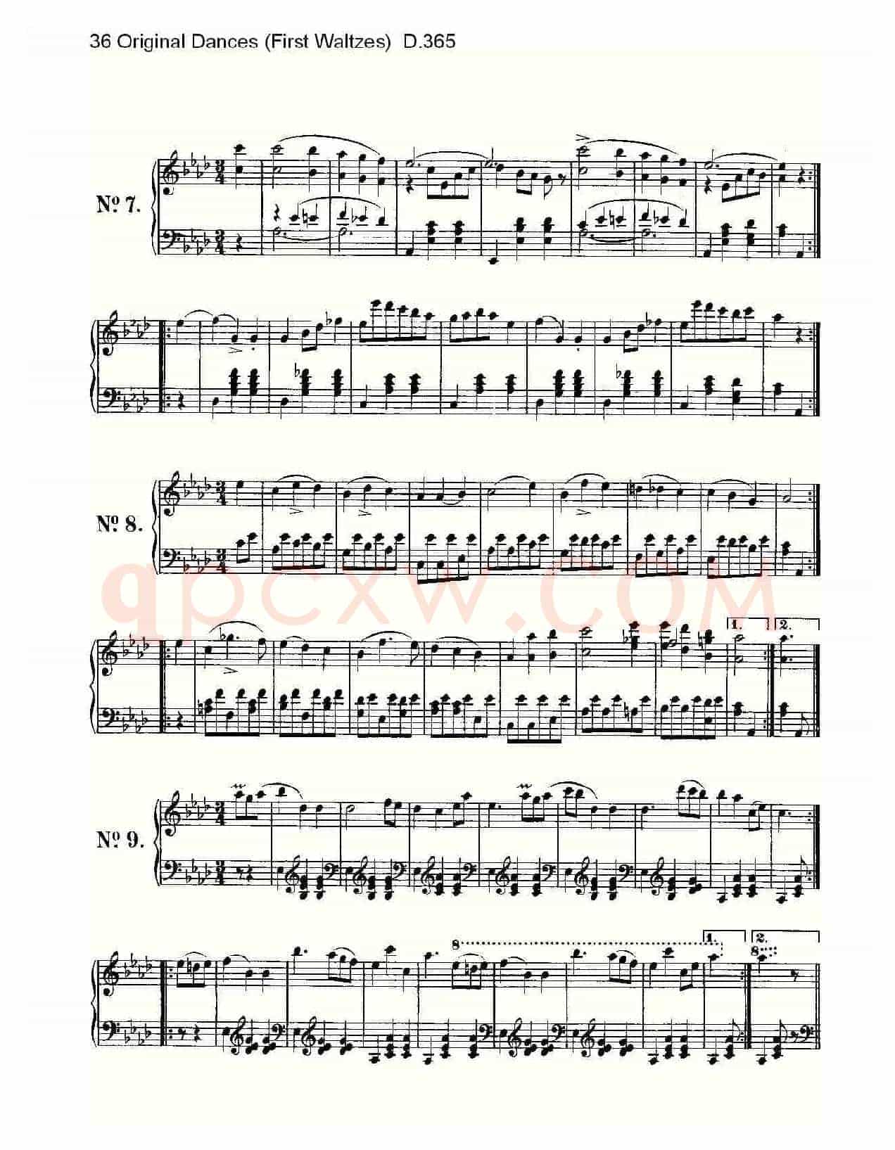 36 Original Dances（First Waltzes) D.36）