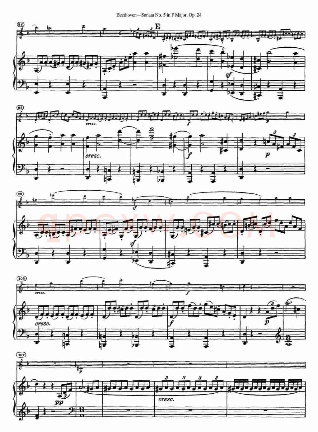 Violin Sonata No.5 in F Major Op.24（小提琴+钢琴伴奏）