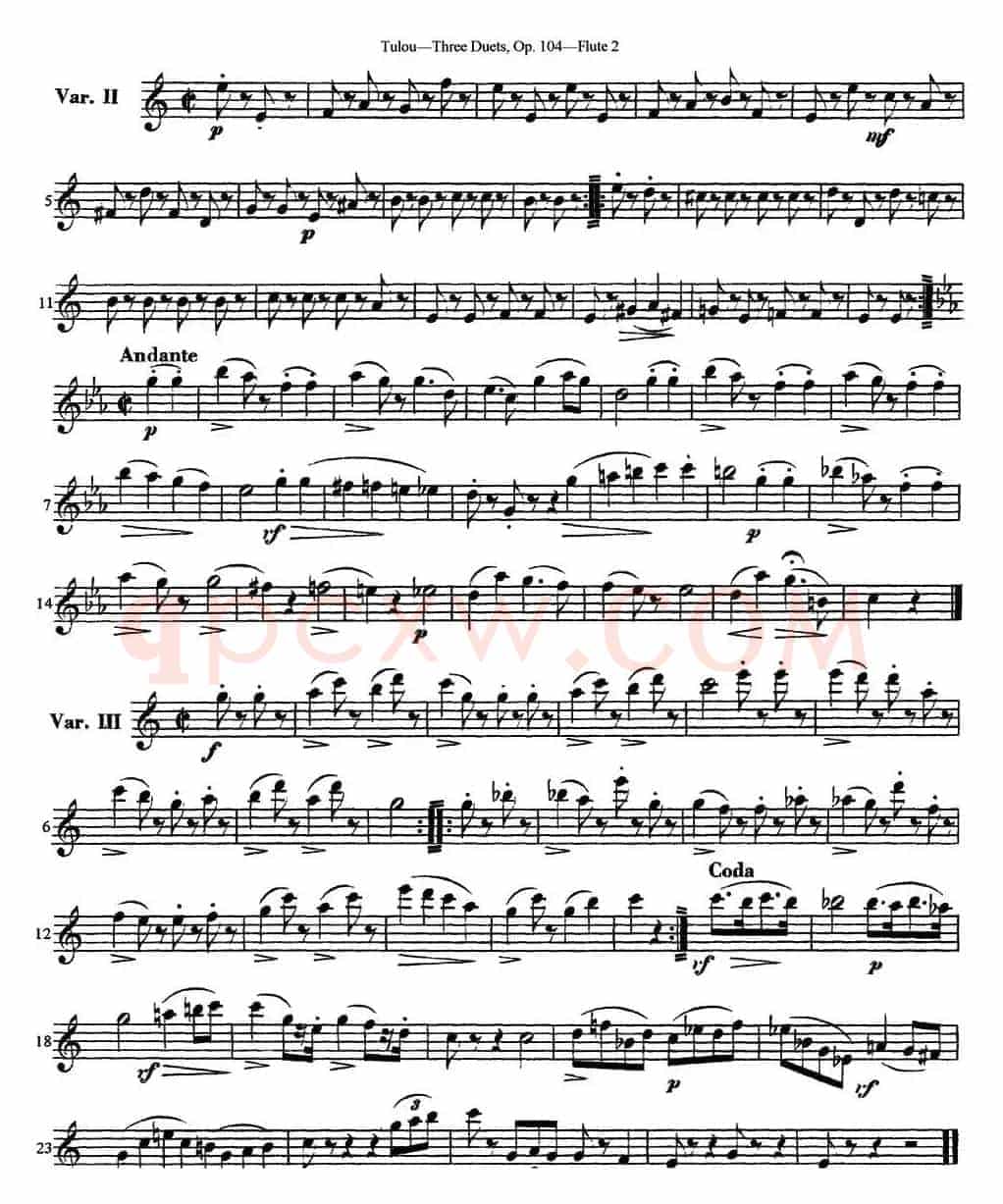 图露三首长笛简易重奏曲Op.104（Flute 2）（NO.1）