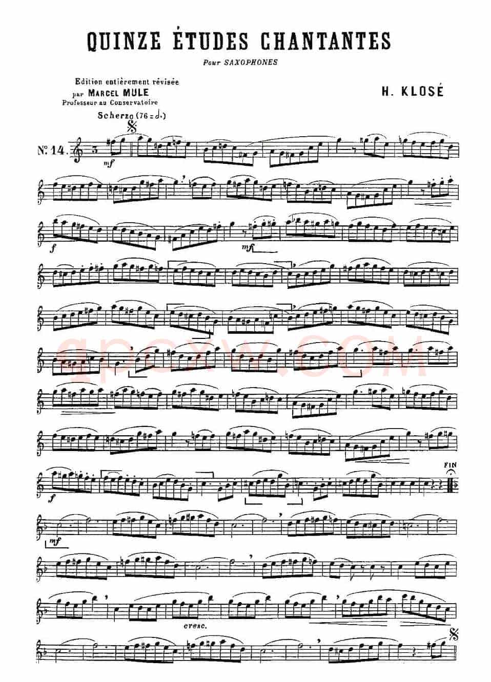 Klose Etudes Chantantes Pour Saxophone（练习曲之十四）
