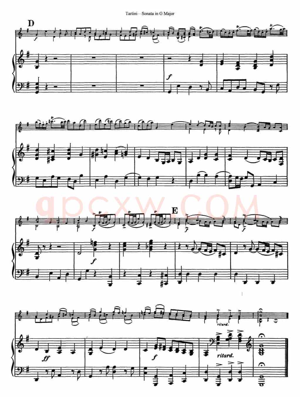 Violin Sonata in G Major（小提琴+钢琴伴奏）
