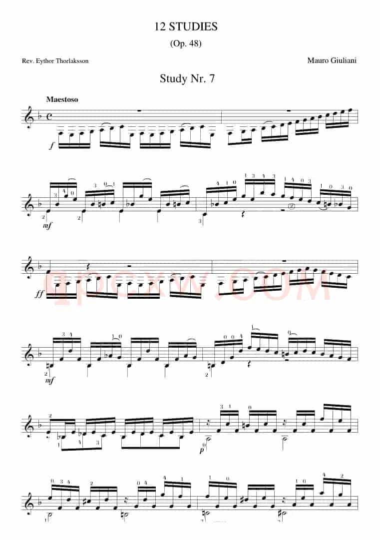 Mauro Giuliani《12 Studies,Op.48》（STUDY 7）