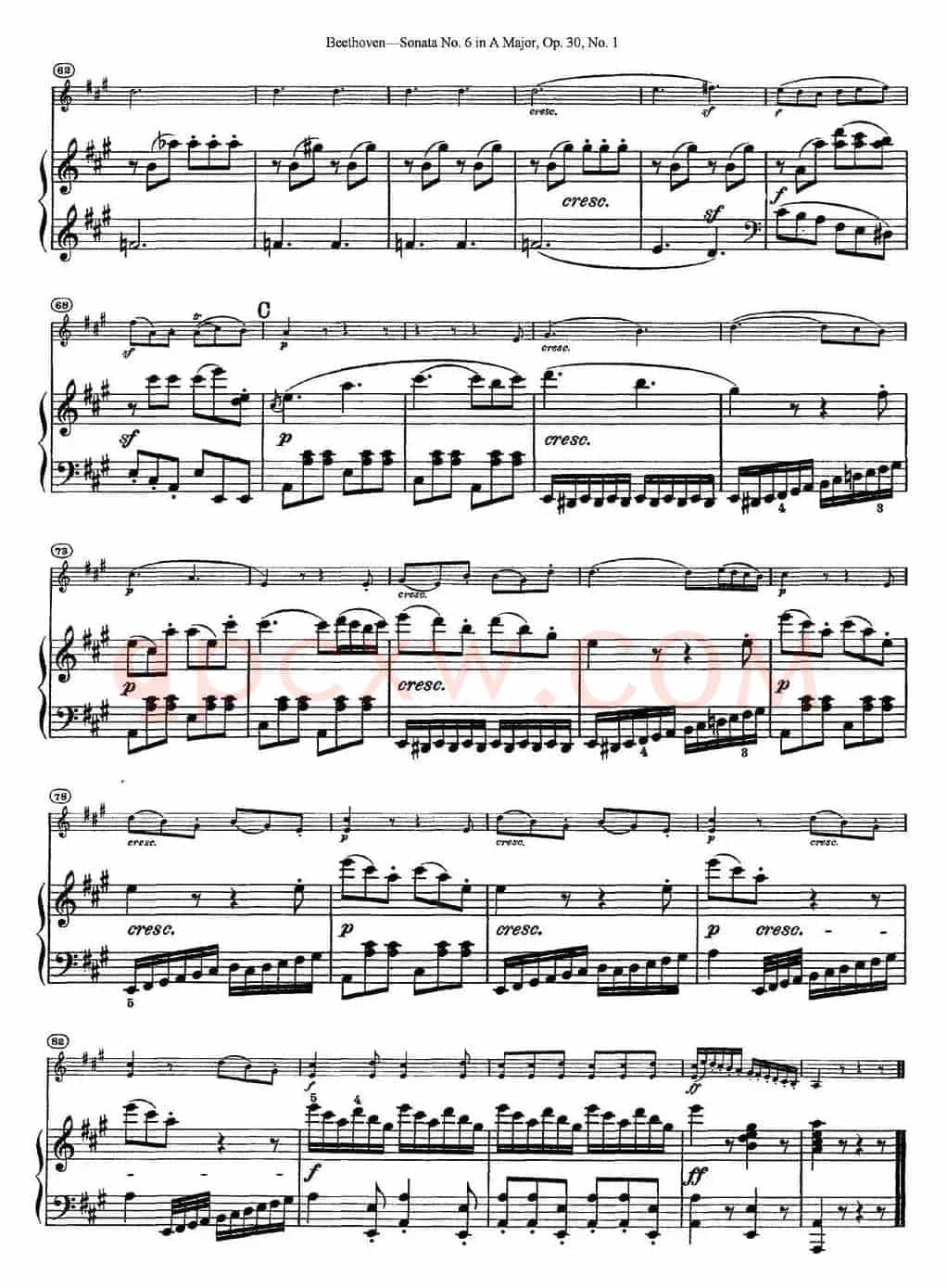 Violin Sonata No.6 in A Major Op.30 No.1（小提琴+钢琴伴奏）