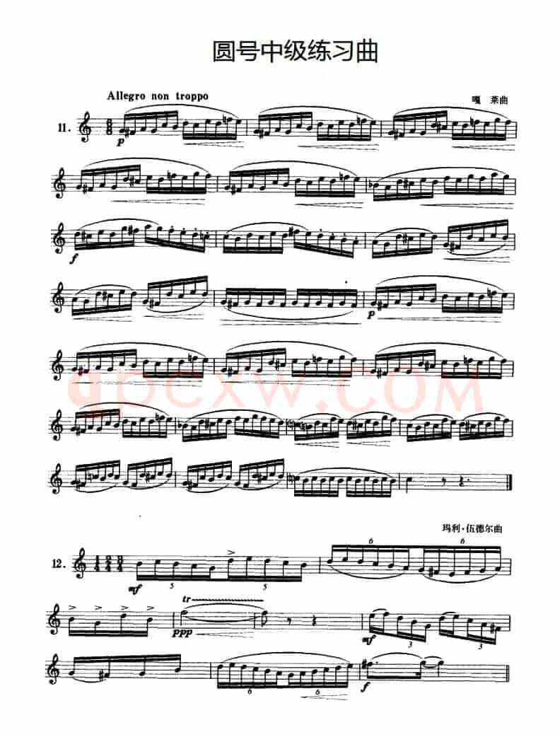 圆号中级练习曲（11——20）