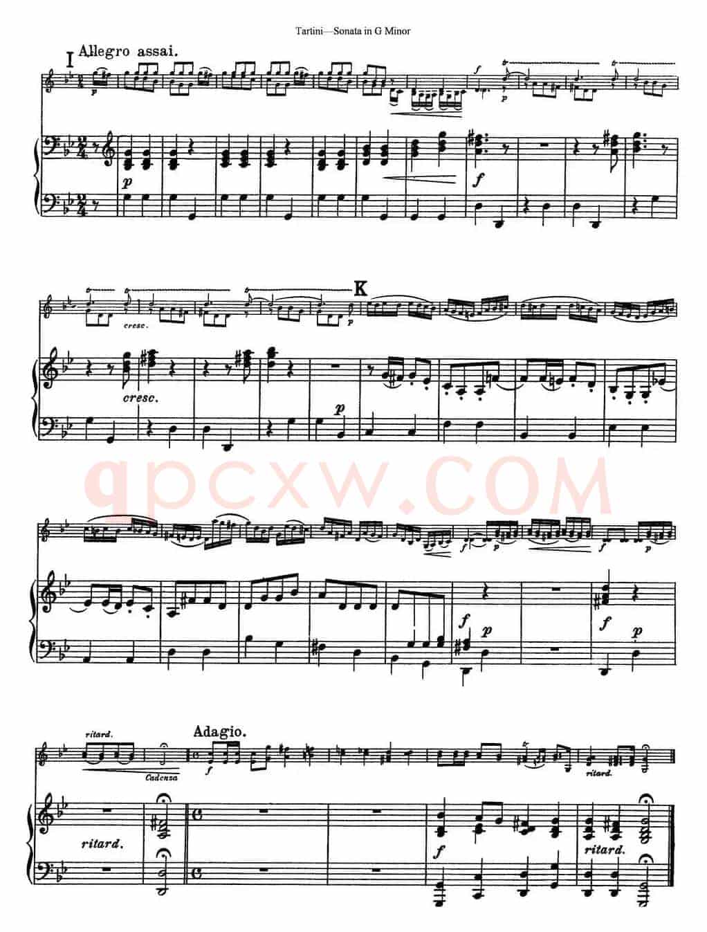 Violin Sonata in G Minor（The Devil's Trill）（小提琴+钢琴伴奏）