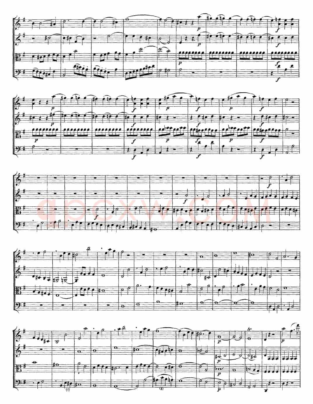 Mozart《Quartet No.14 in G Major,K.387》（总谱）