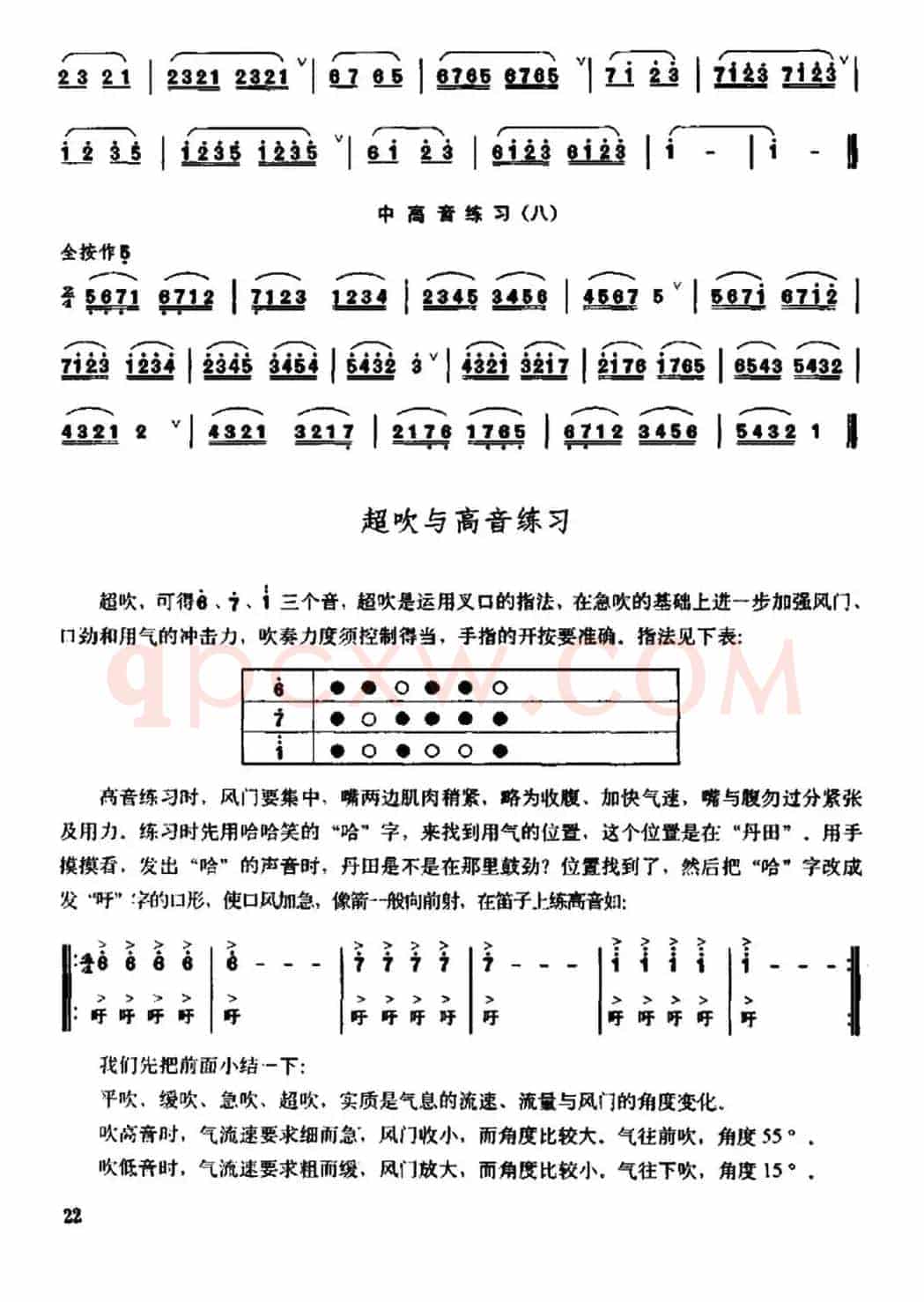 笛子急吹与中高音练习