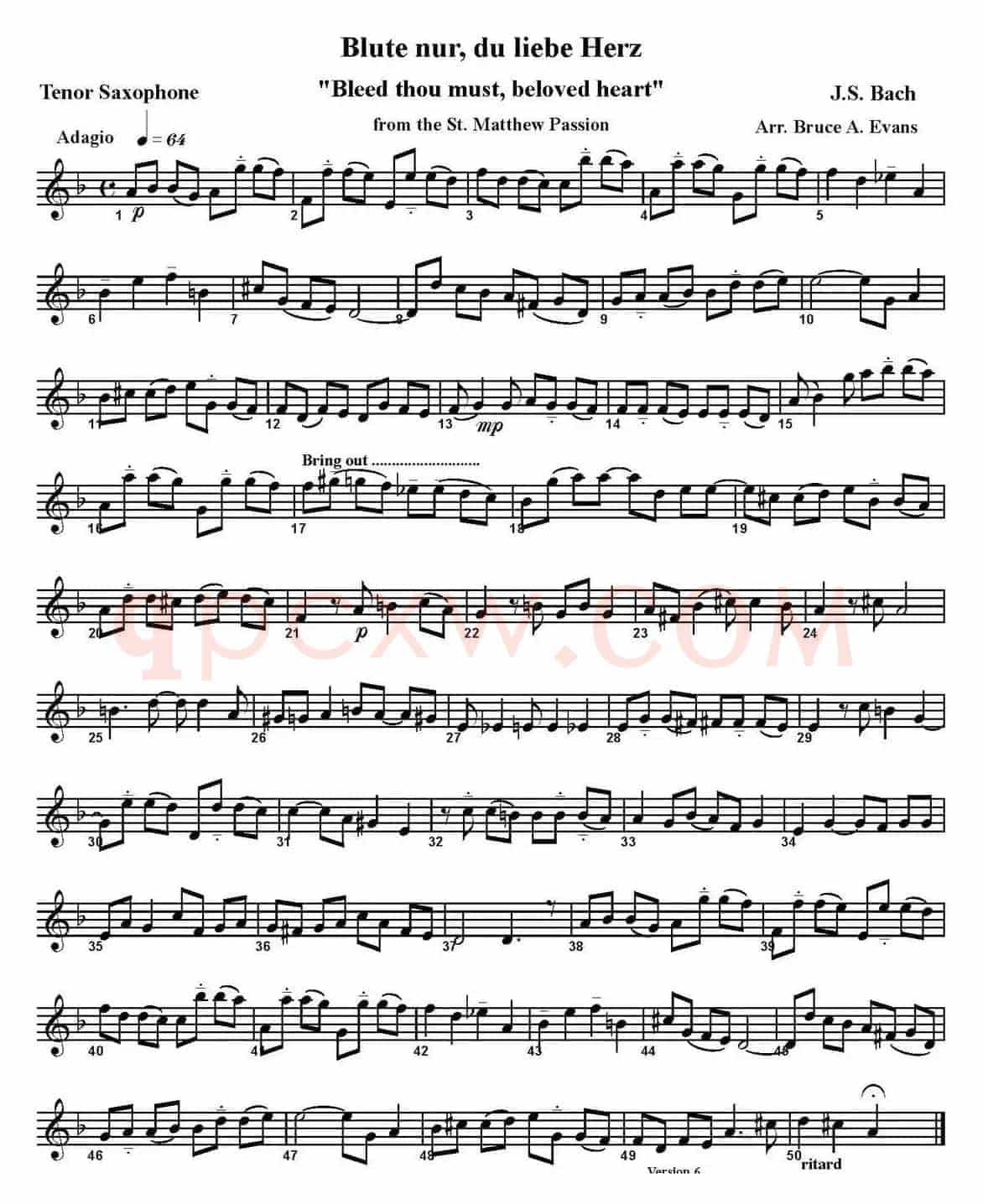 Blute nurdu liebe Herz（四重奏·次中音萨克斯分谱）