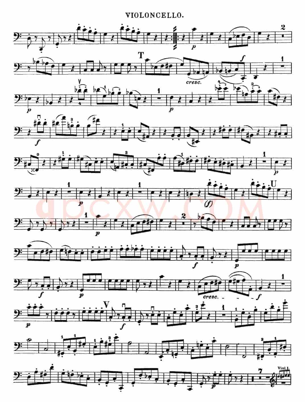 Mozart《Quartet No.19 in C Major,K.465》（Cello分谱）