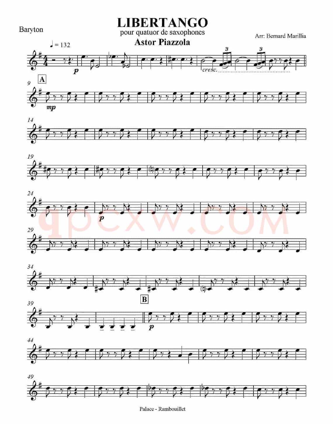 LIBERTANGO（探戈灵魂）（四重奏之上低音萨克斯分谱）