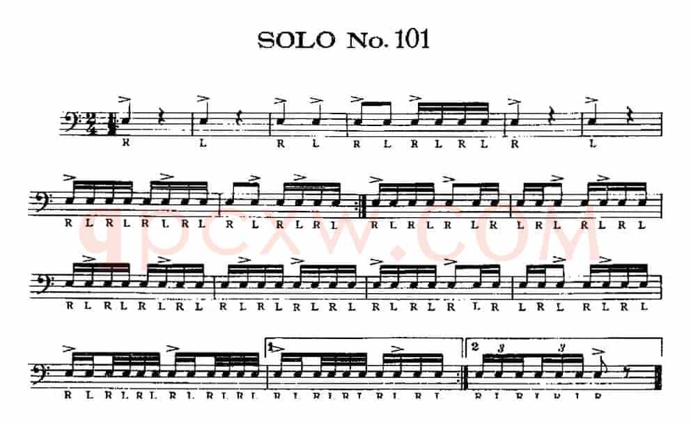 美国军鼓 SOLO No.101-105（爵士鼓谱）