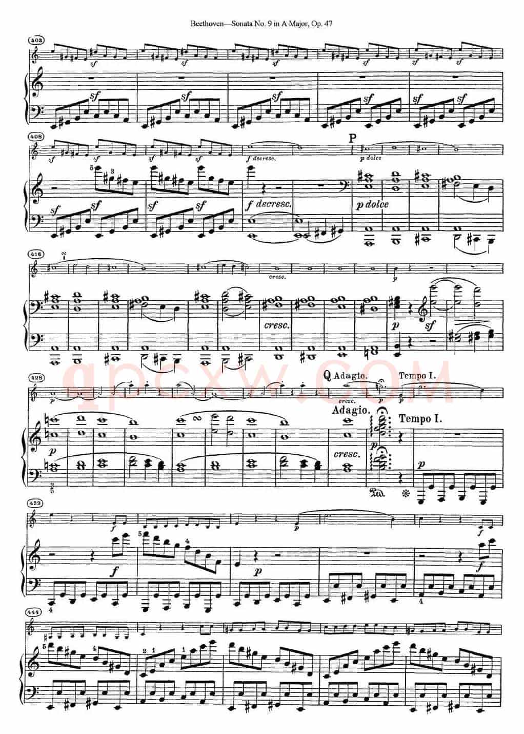 Violin Sonata No.9 in A Major Op.47（小提琴+钢琴伴奏）