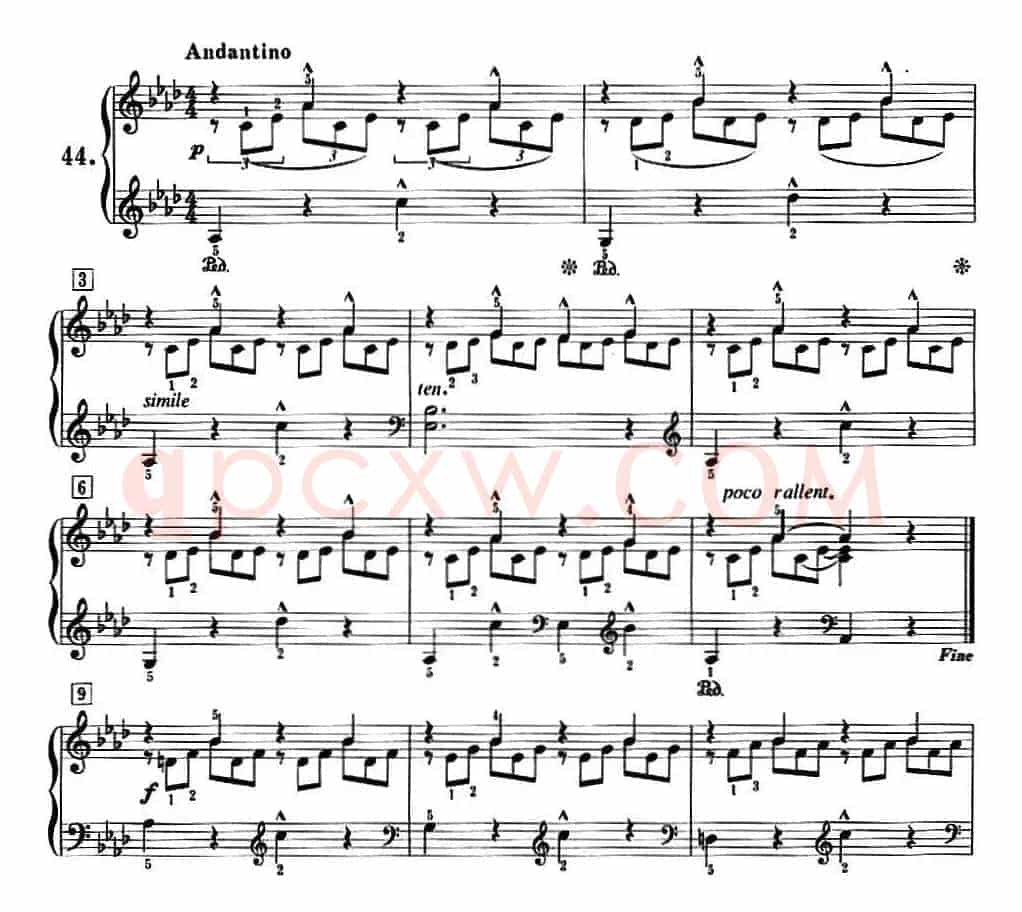 50首莱蒙钢琴练习曲 作品37（NO.44）