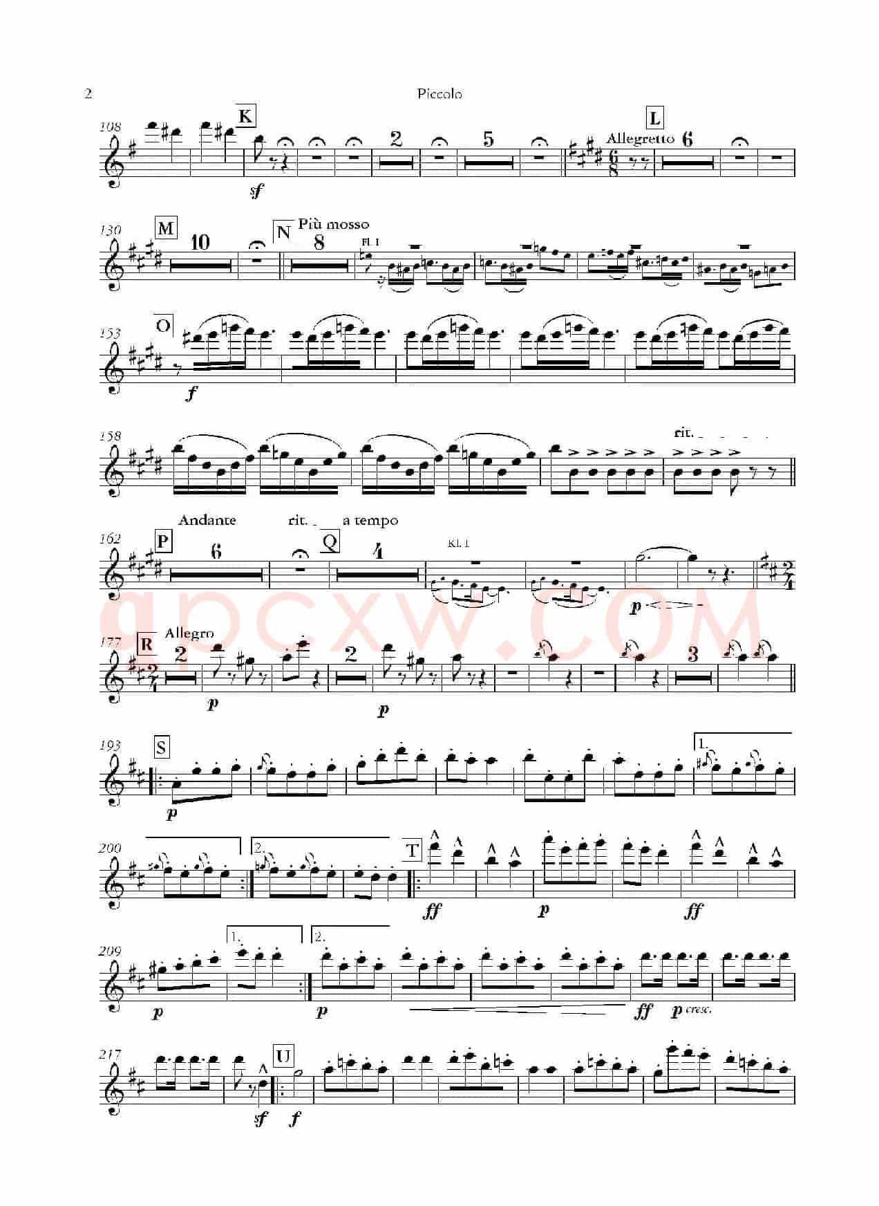 天堂与地狱序曲(管弦乐长笛分谱)