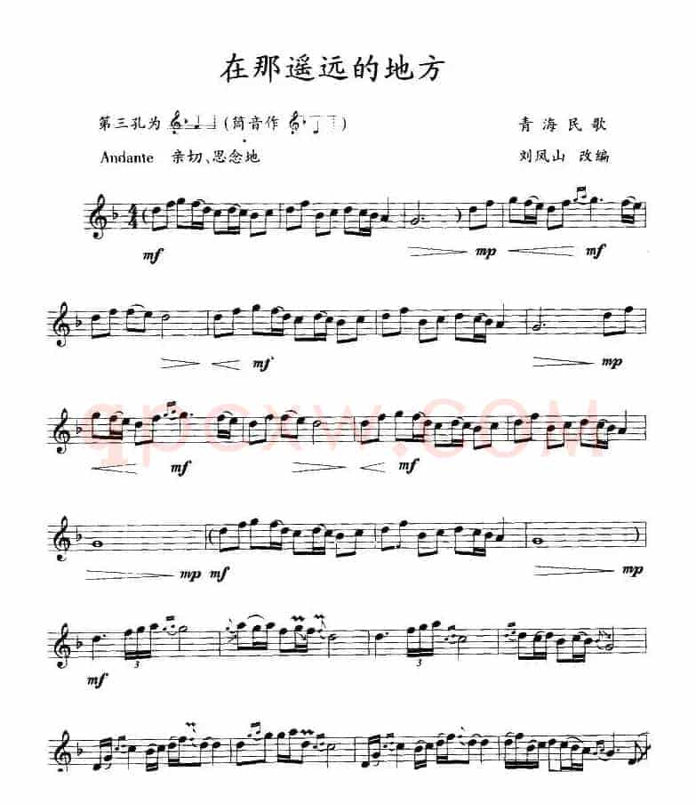 在那遥远的地方（竖笛）