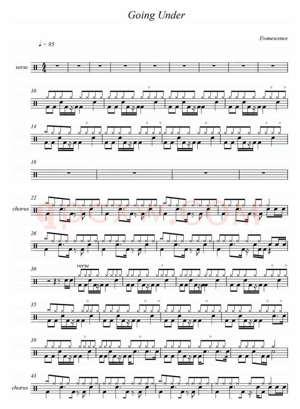 爵士鼓谱：Evanescence-Going under